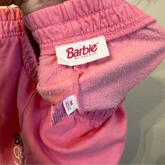 PacSun Barbie Pink Athletic Shorts Relaxed Fit Elastic Waistband - Picture 4 of 4